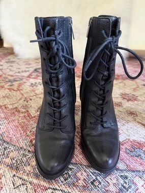 MICHAEL Michael Kors Black Leather Lace-Up Ankle Booties